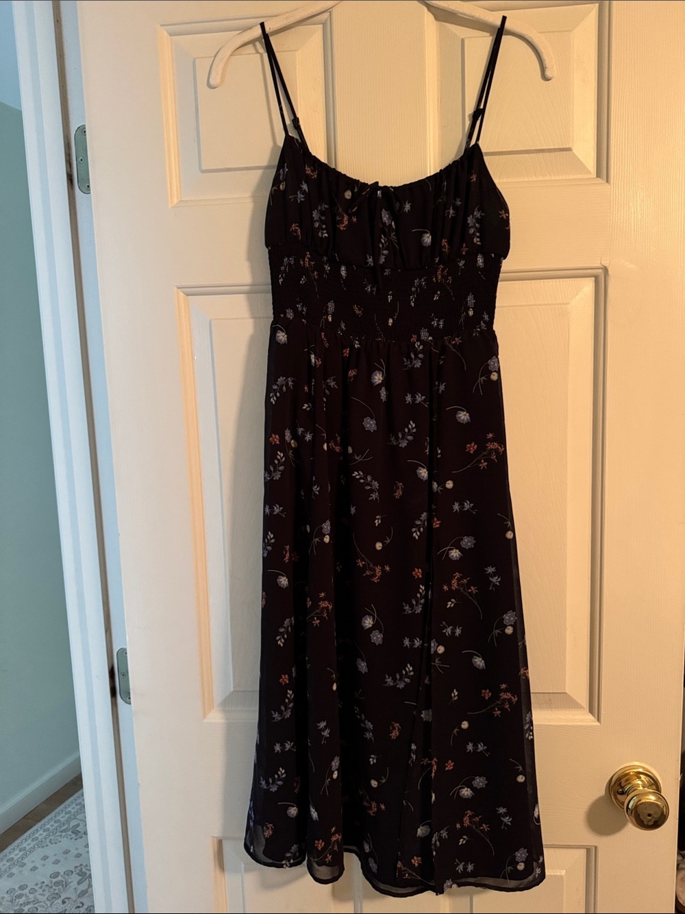 Wilfred Women's Navy Floral Spaghetti-Strap Midi Dress